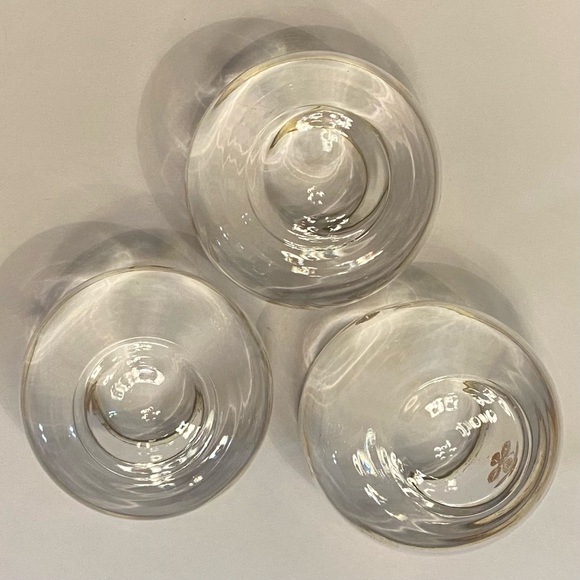 Vintage Roly Poly short gold embossed clover glasses, set of 3 cute little cups - Picture 4 of 6
